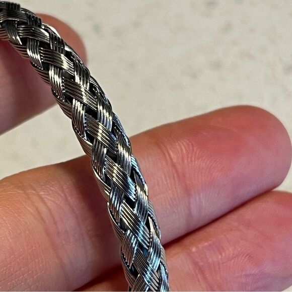 Stainless Steel Braided Design Cuff Bangle - Picture 5 of 9